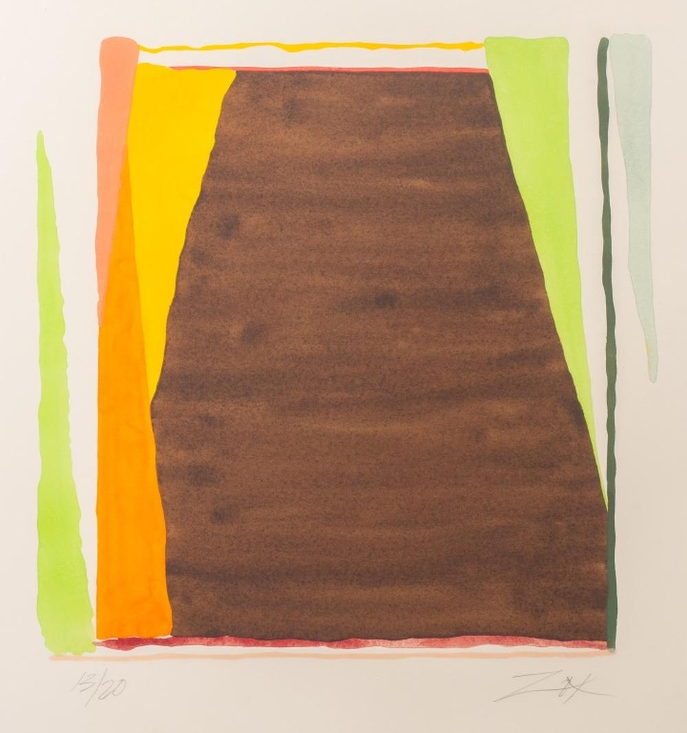 Other Larry Zox Abstract Composition in Brown Pochoir For Sale