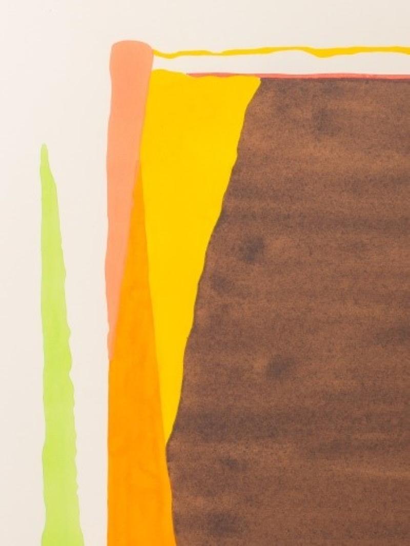 American Larry Zox Abstract Composition in Brown Pochoir For Sale
