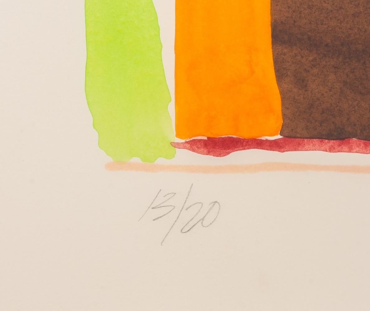Larry Zox Abstract Composition in Brown Pochoir In Good Condition For Sale In Astoria, NY