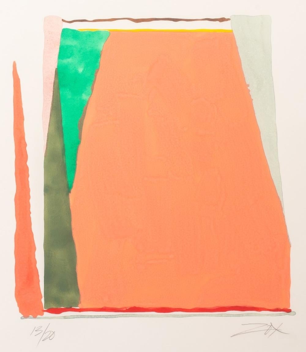 Larry Zox Composición Abstracta en Pochoir Salmón Estadounidense en venta