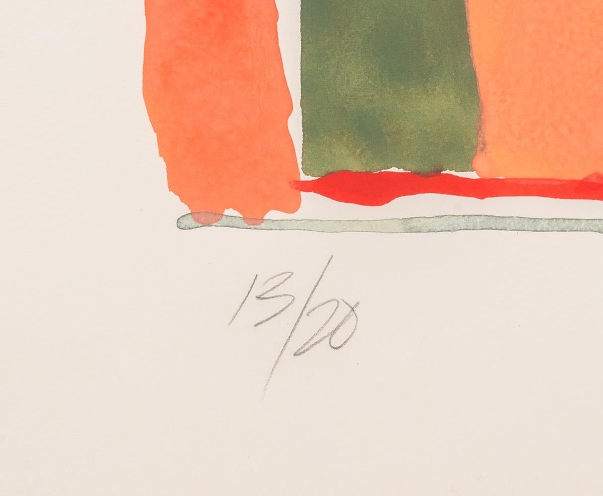 Larry Zox Composición Abstracta en Pochoir Salmón Otro en venta