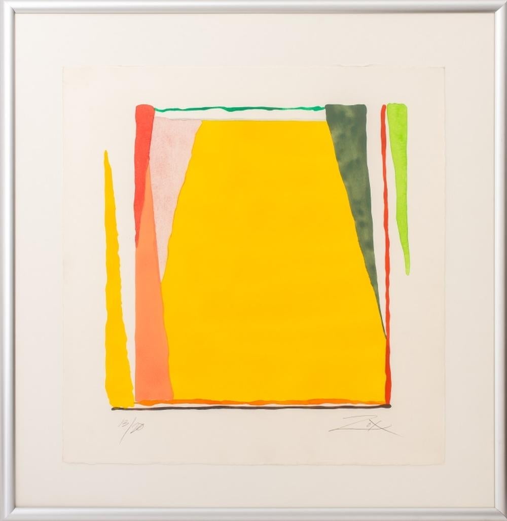 Larry Zox (American, 1937-2006), Abstract Composition in Yellow, Porchoir Print on Paper, from the Stencil Series, numbered edition 
