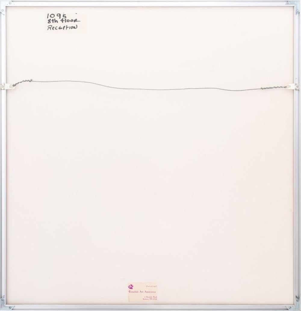 Abstrakte Komposition aus gelbem Pochoir von Larry Zox (Papier) im Angebot