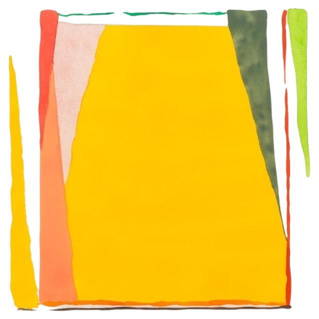 Larry Zox Composición Abstracta en Pochoir Amarillo