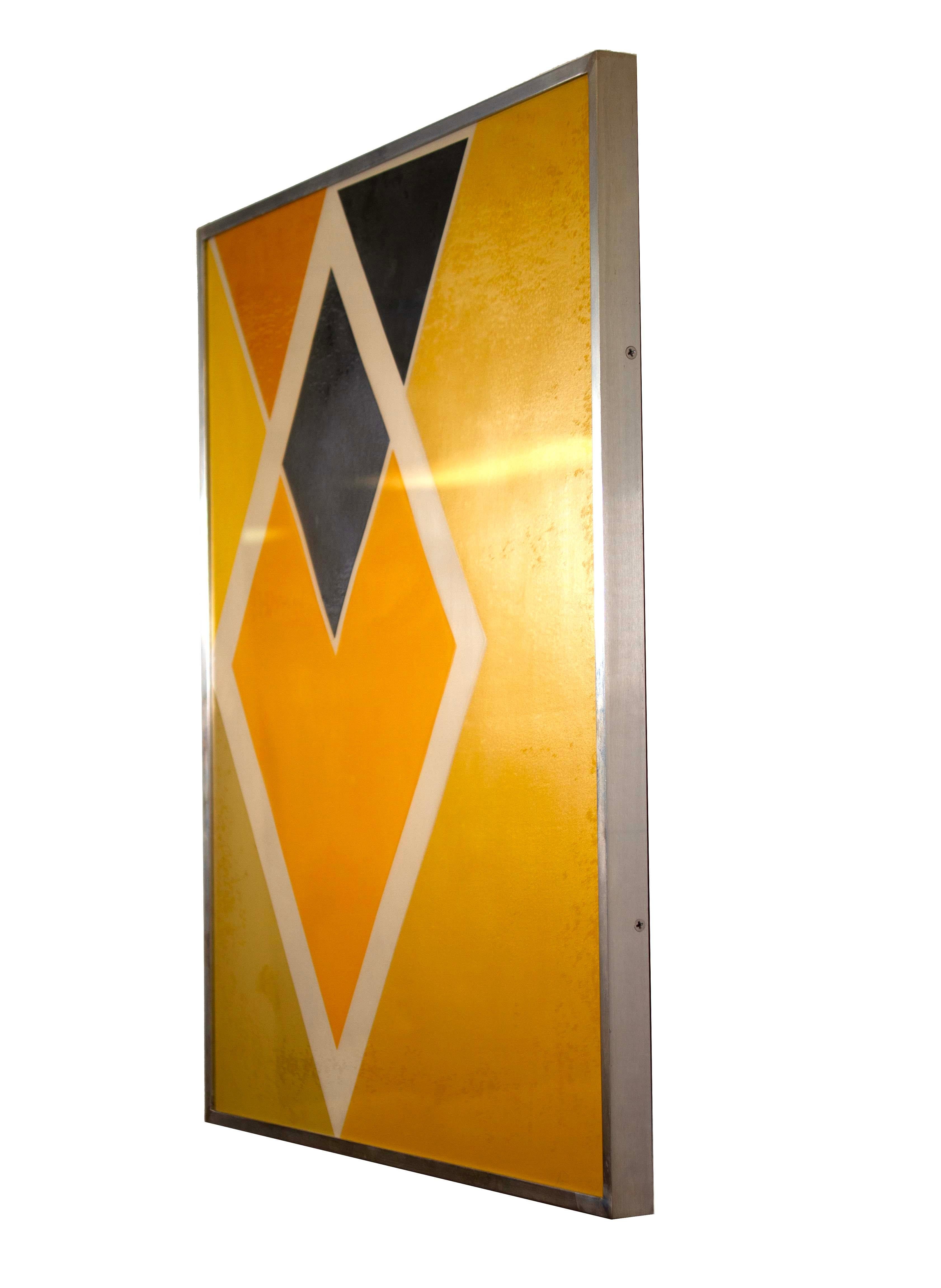 American Larry Zox Diamond Drill (Yellow, Black, & White) Signed Modern Serigraph For Sale
