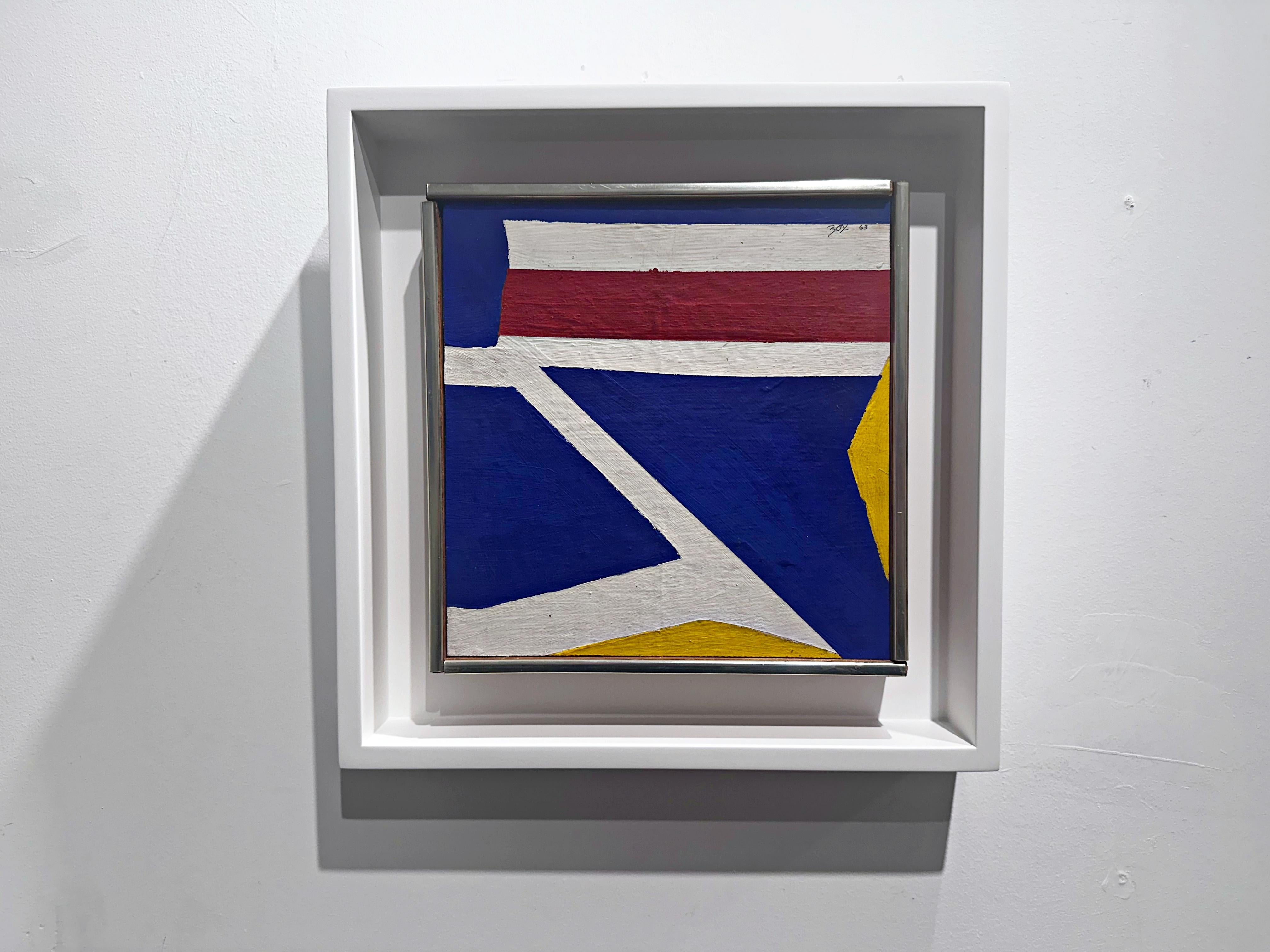 Larry Zox, original Red, White and Blue acrylic painting, signed, dated, framed For Sale 1