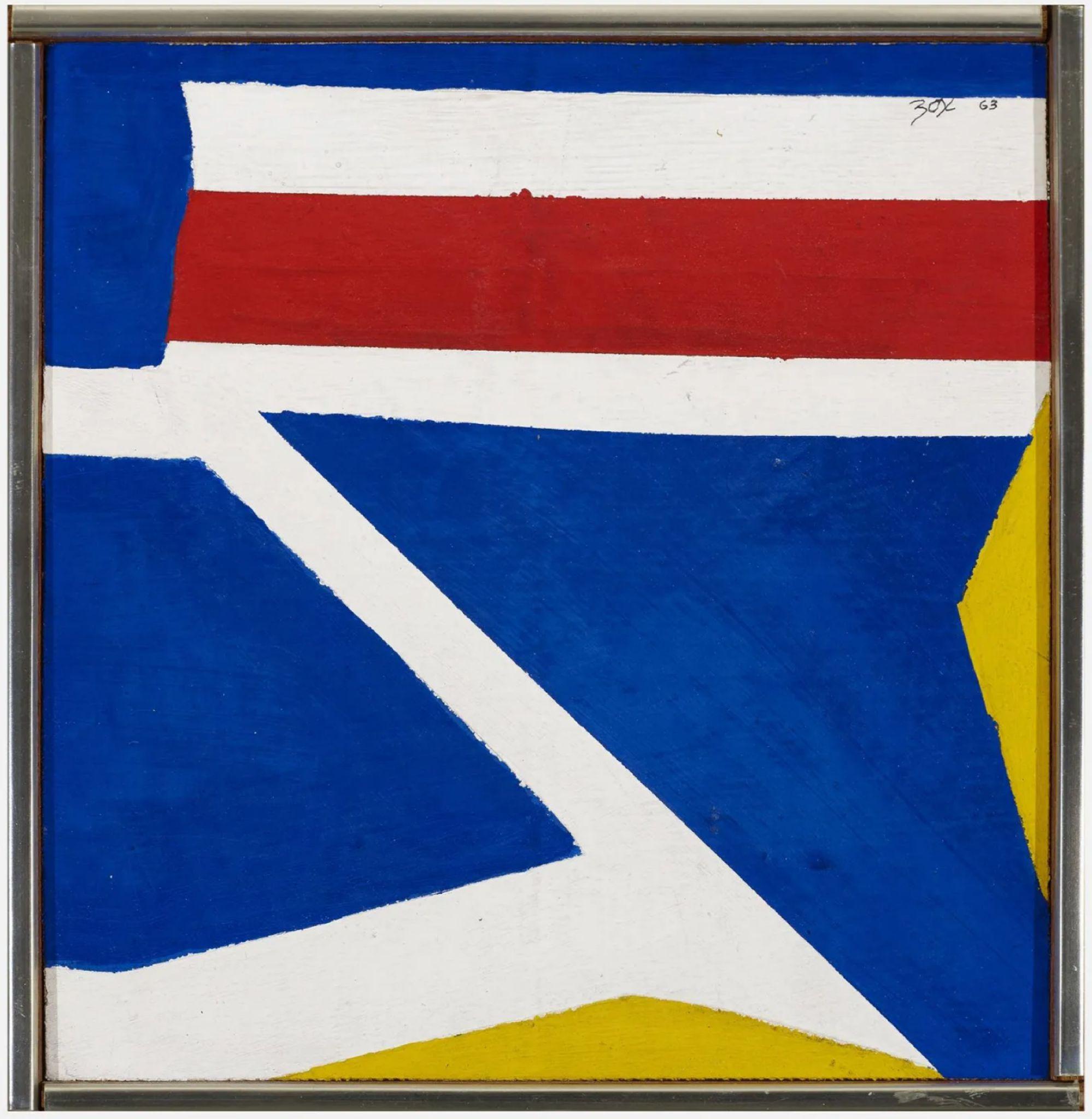 Larry Zox, original Red, White and Blue acrylic painting, signed, dated, framed For Sale 2