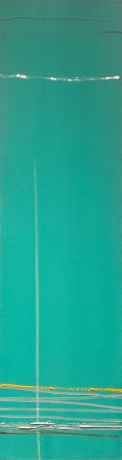 "Ohne Titel" Larry Zox, Farbfeld, Türkis, Intensive Farbe, Abstrakt, Gelb