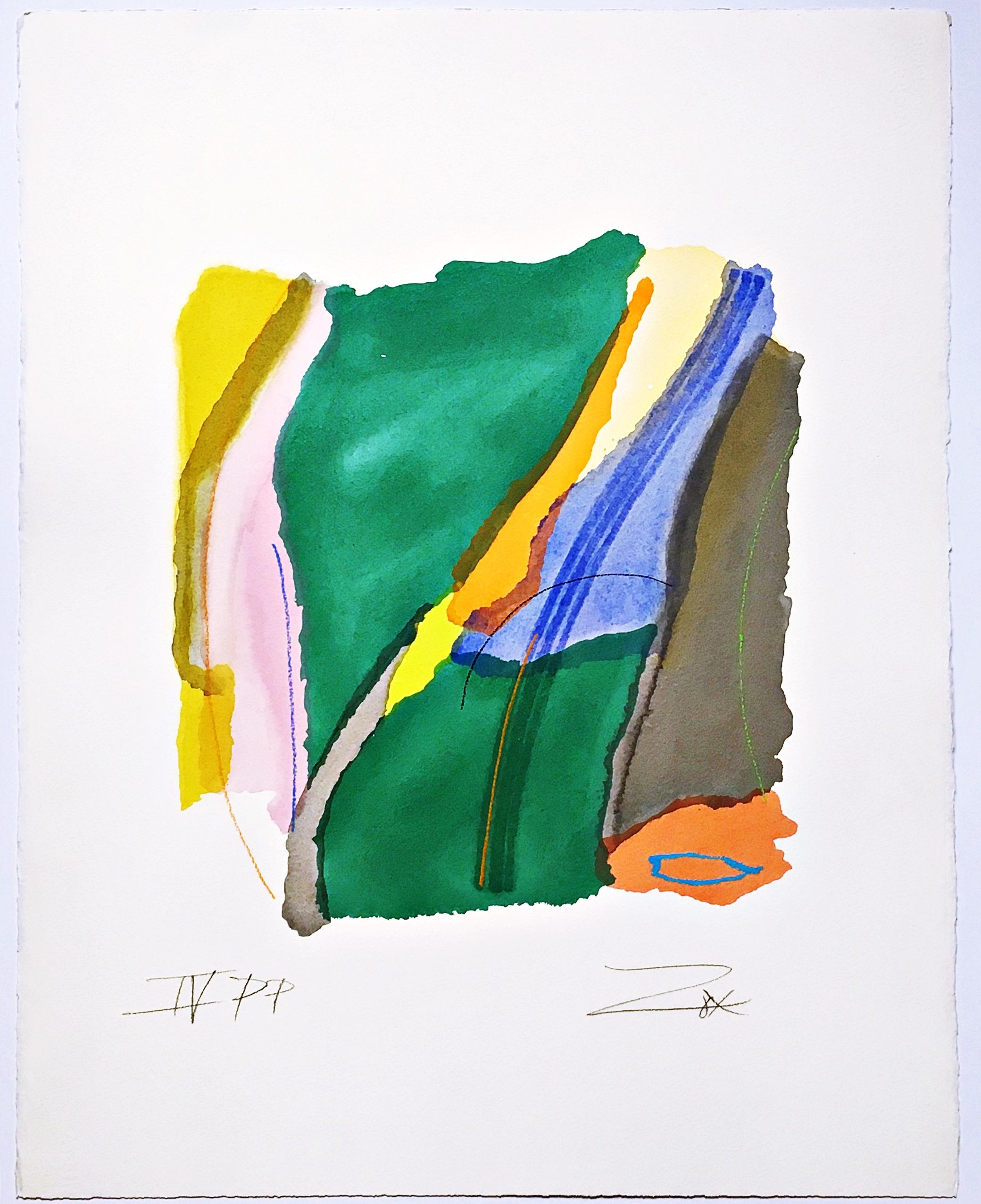 Larry Zox Abstract Print - IV, unique Printers Proof (Color field geometric abstraction) pencil signed 
