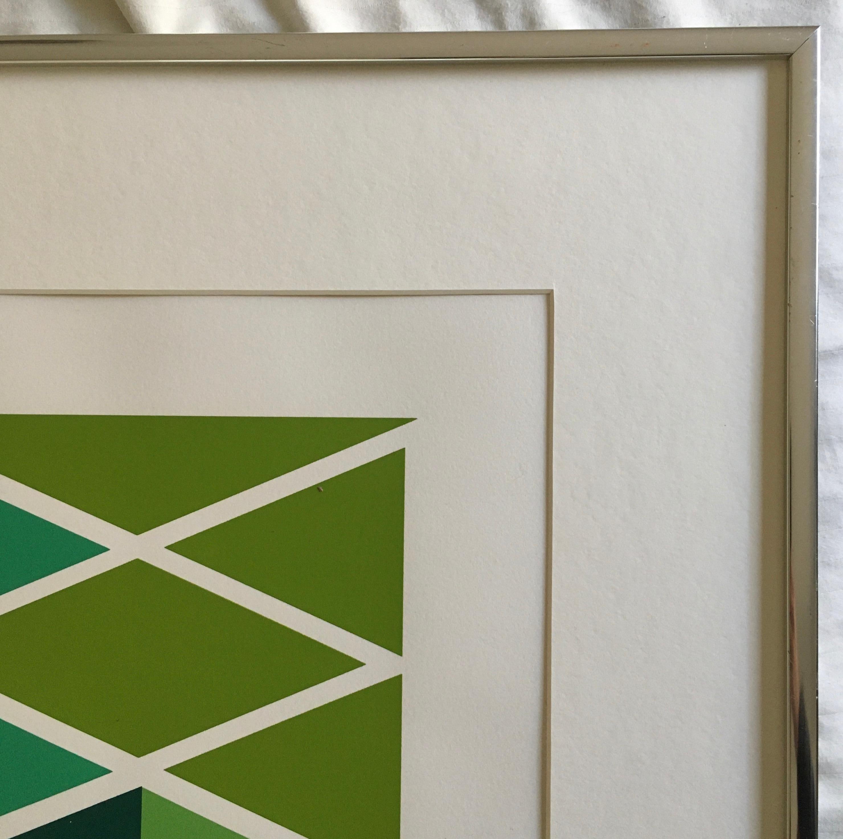 Larry Zox 'Double Green' Signed Limited Edition Geometric Abstract Print For Sale 3