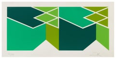 Larry Zox 'Double Green' Signed Limited Edition Geometric Abstract Print
