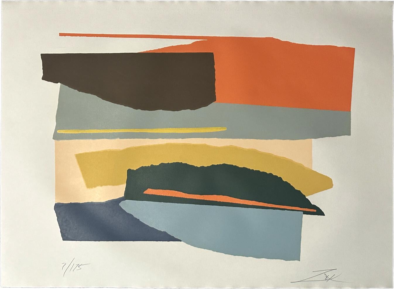 Larry Zox Abstract Print - Niagara Series I 1973 Signed Limited Edition Linocut Lithograph