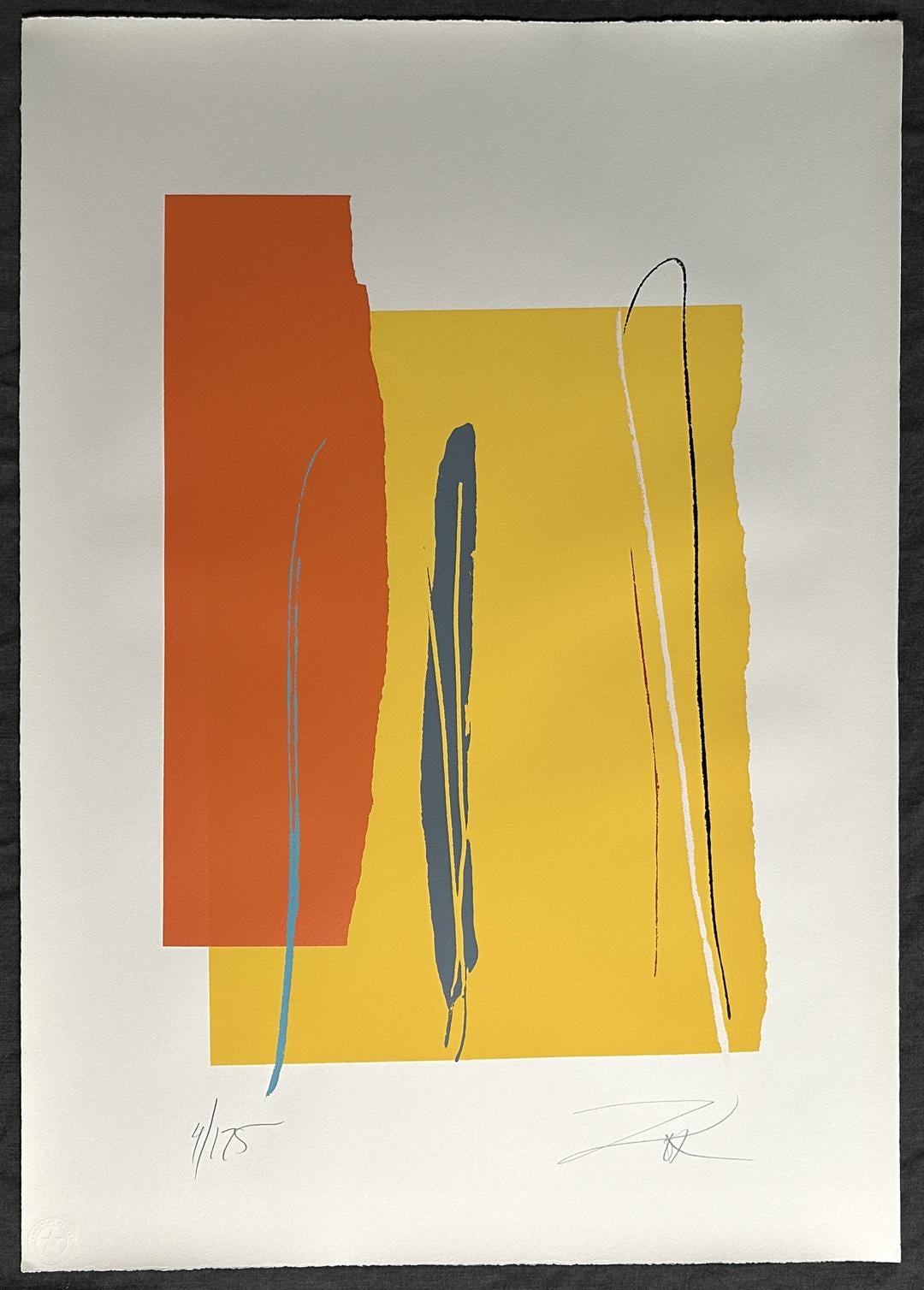 Niagara Series IV Yellow Signed Linocut Lithograph For Sale 4