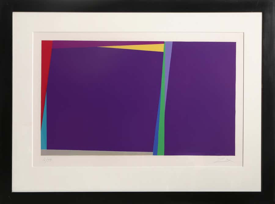 Purple Composition, Abstract Geometric Linocut by Larry Zox