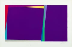 Purple Composition, linogravure abstraite géométrique de Larry Zox