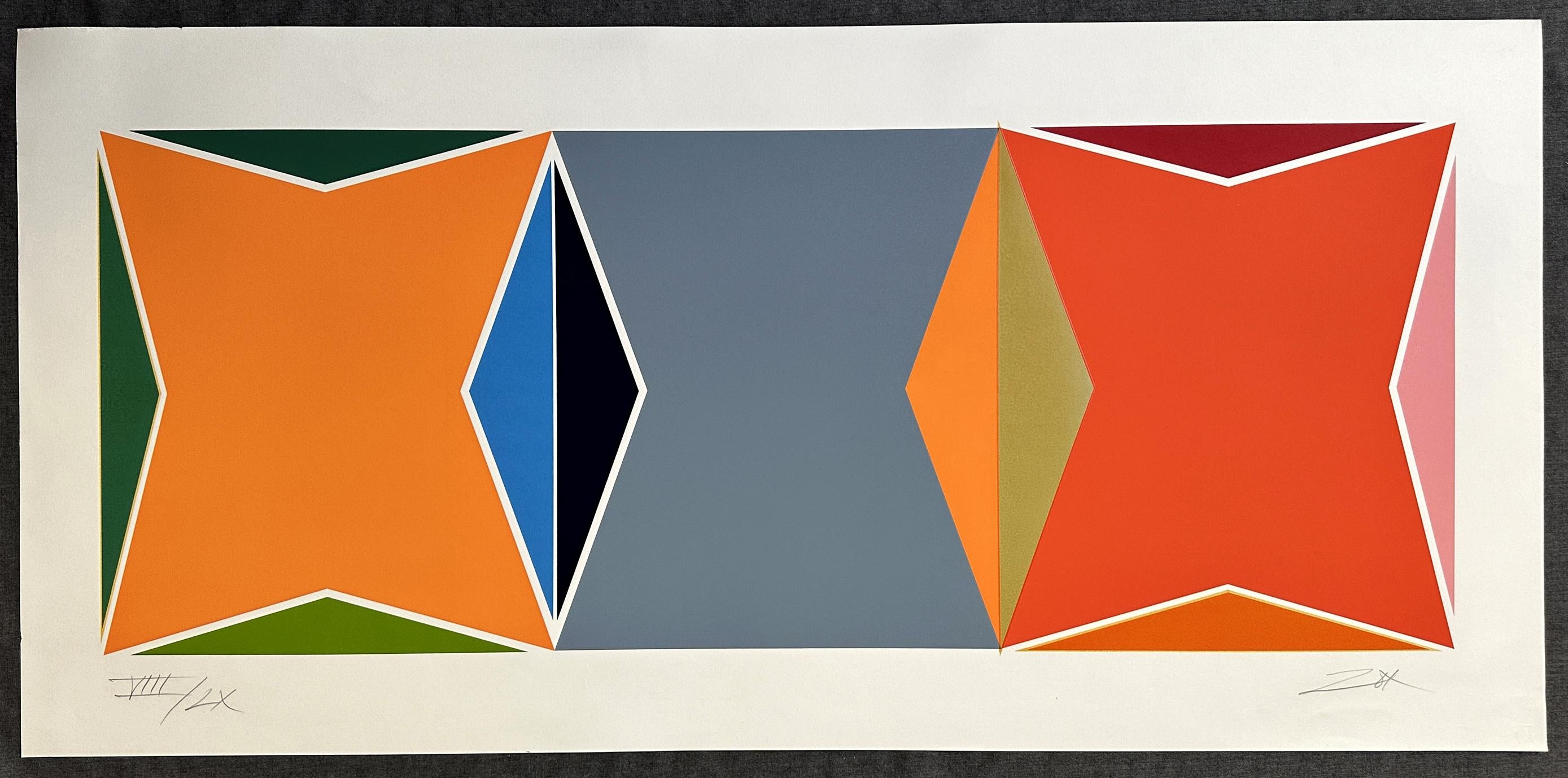 Three Square Composition, 1978 Signed Limited Edition Screen Print - Beige Abstract Print by Larry Zox