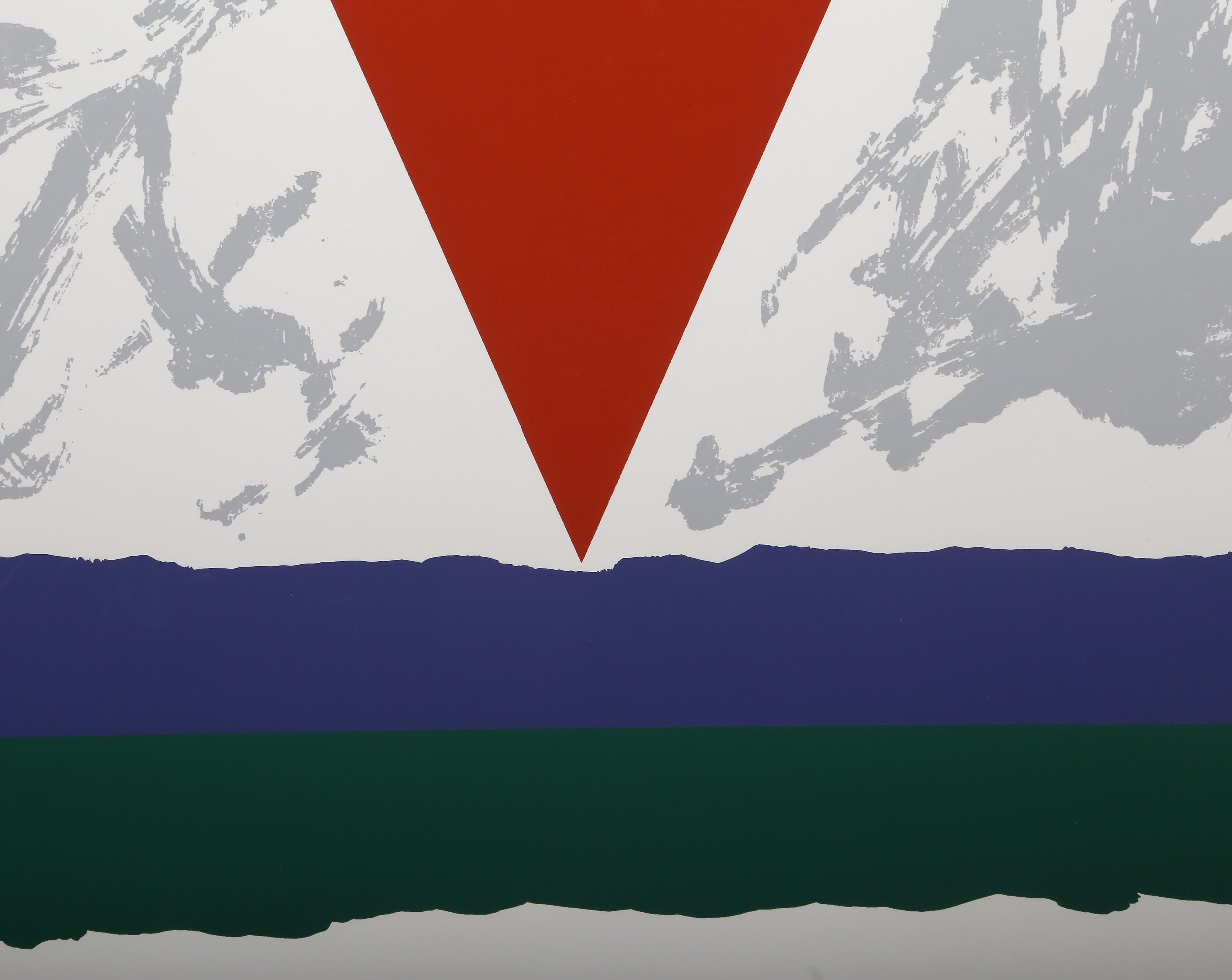 Triangle on Axis, Abstract Lithograph by Alexander Liberman - Print by Larry Zox
