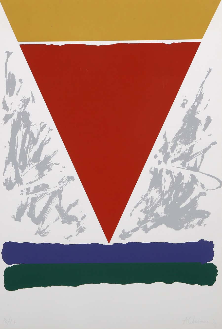 Triangle on Axis, Abstract Lithograph by Alexander Liberman