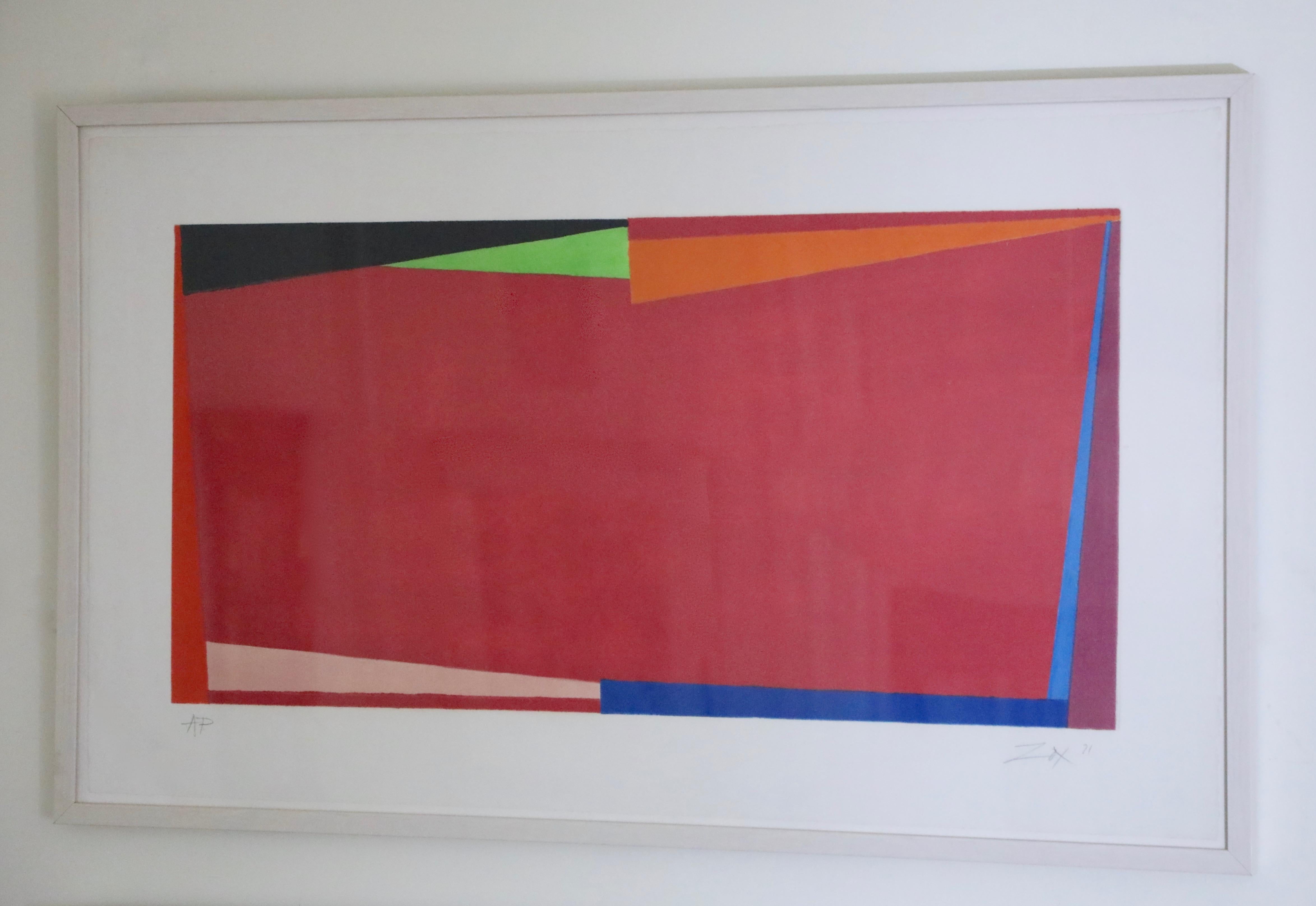 Larry Zox Abstract Print - Untitled Abstract Geometric Aquatint