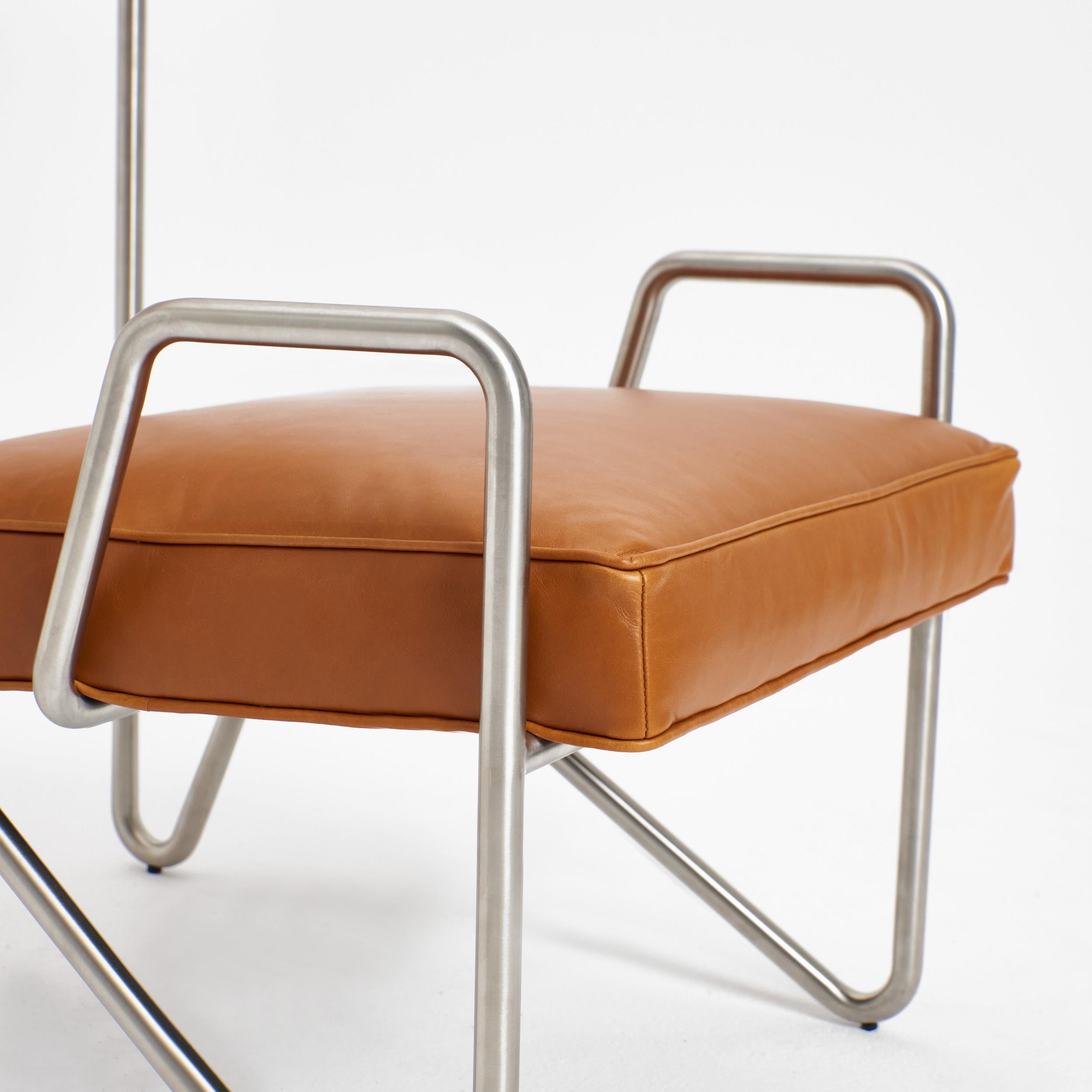 Modern Larry's Lounge Chair in Tan Leather