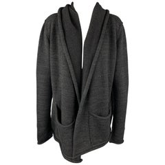 LARS ANDERSSON Size 8 Charcoal Knitted Hooded Open Front Cardigan