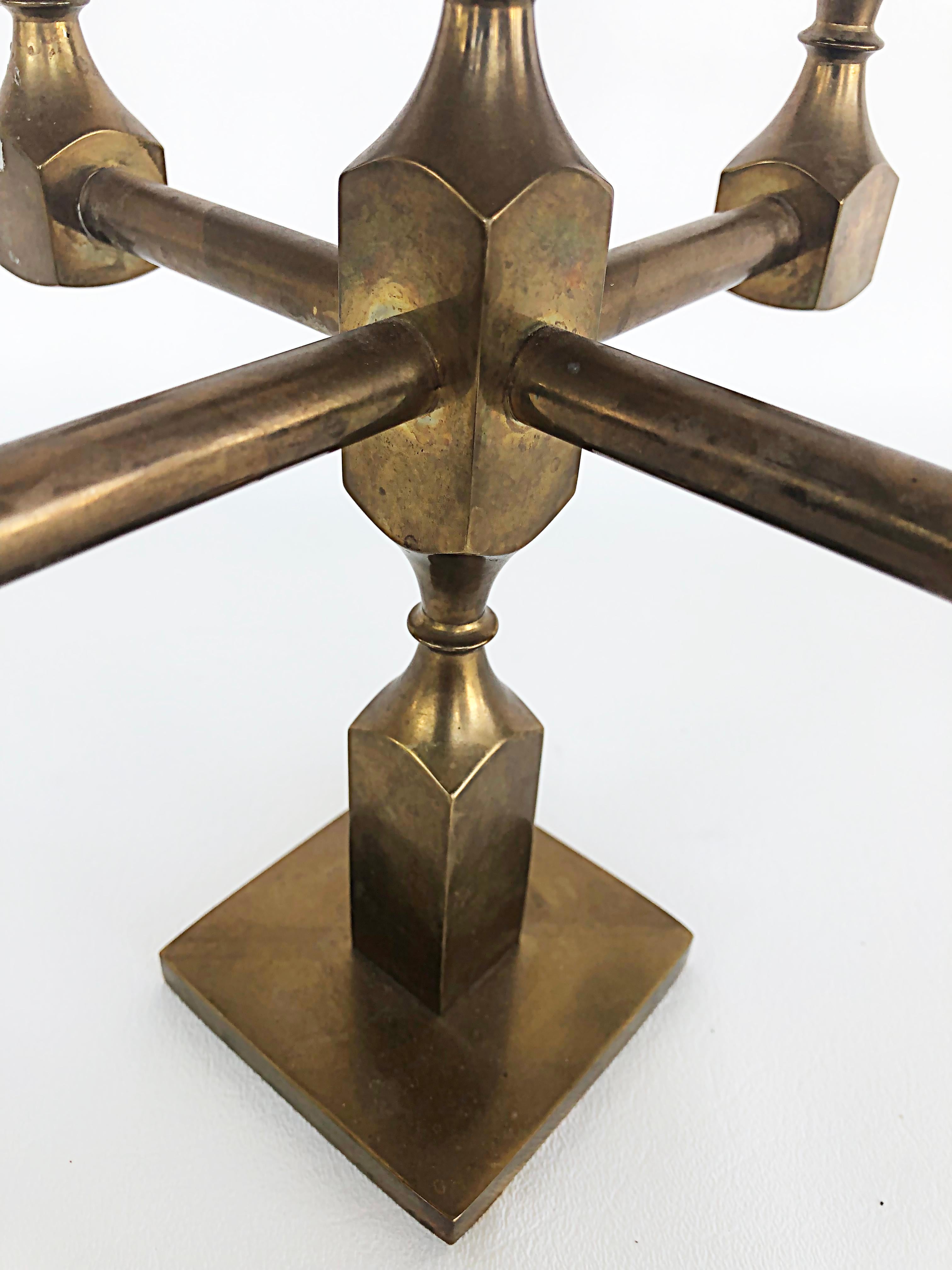 Lars Bergsten for Gusum Metallslöjden, Sweden Signed Brass Candelabras, 1985 1