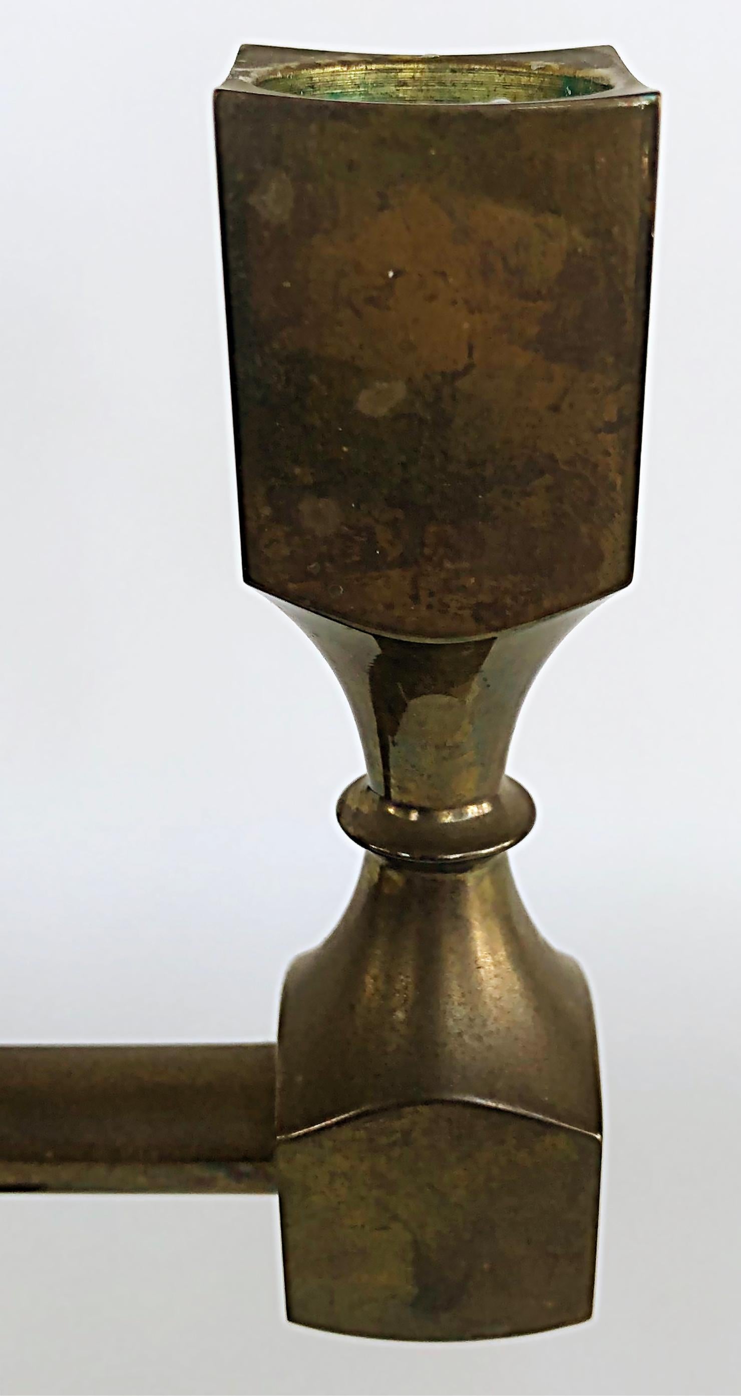 Lars Bergsten for Gusum Metallslöjden, Sweden Signed Brass Candelabras, 1985 2