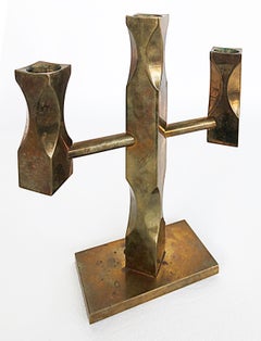 Lars Bergsten for Vallonmässing Sweden  Brass Candelabra, 1986