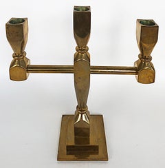 Lars Bergsten Gusum Metallslöjden Brass Candelabra, Sweden, 1983