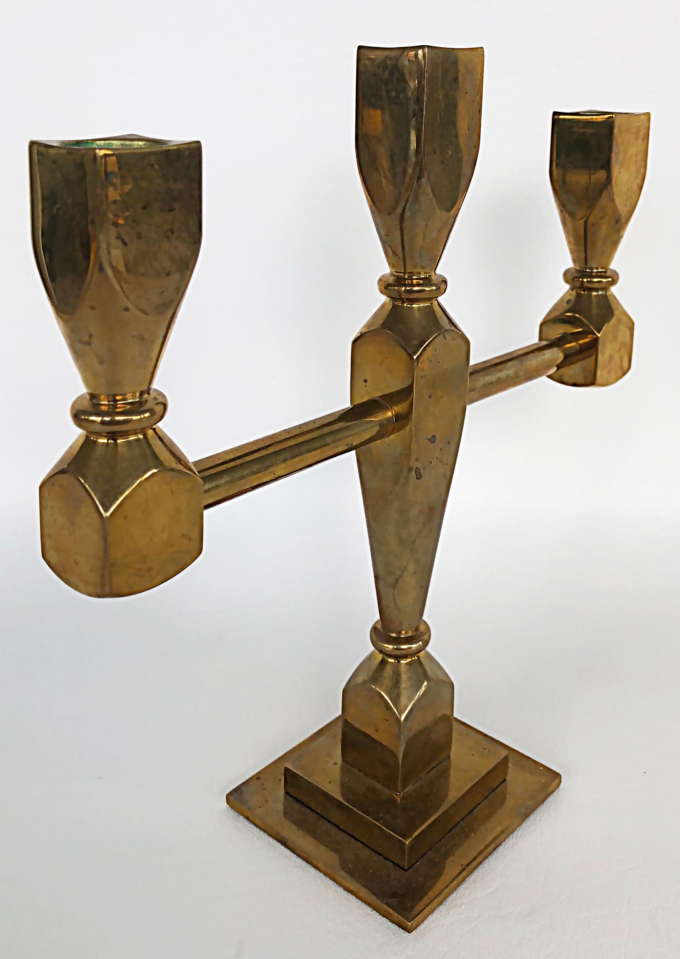 Swedish Lars Bergsten Gusum Metallslöjden Brass Candelabra, Sweden, 1983