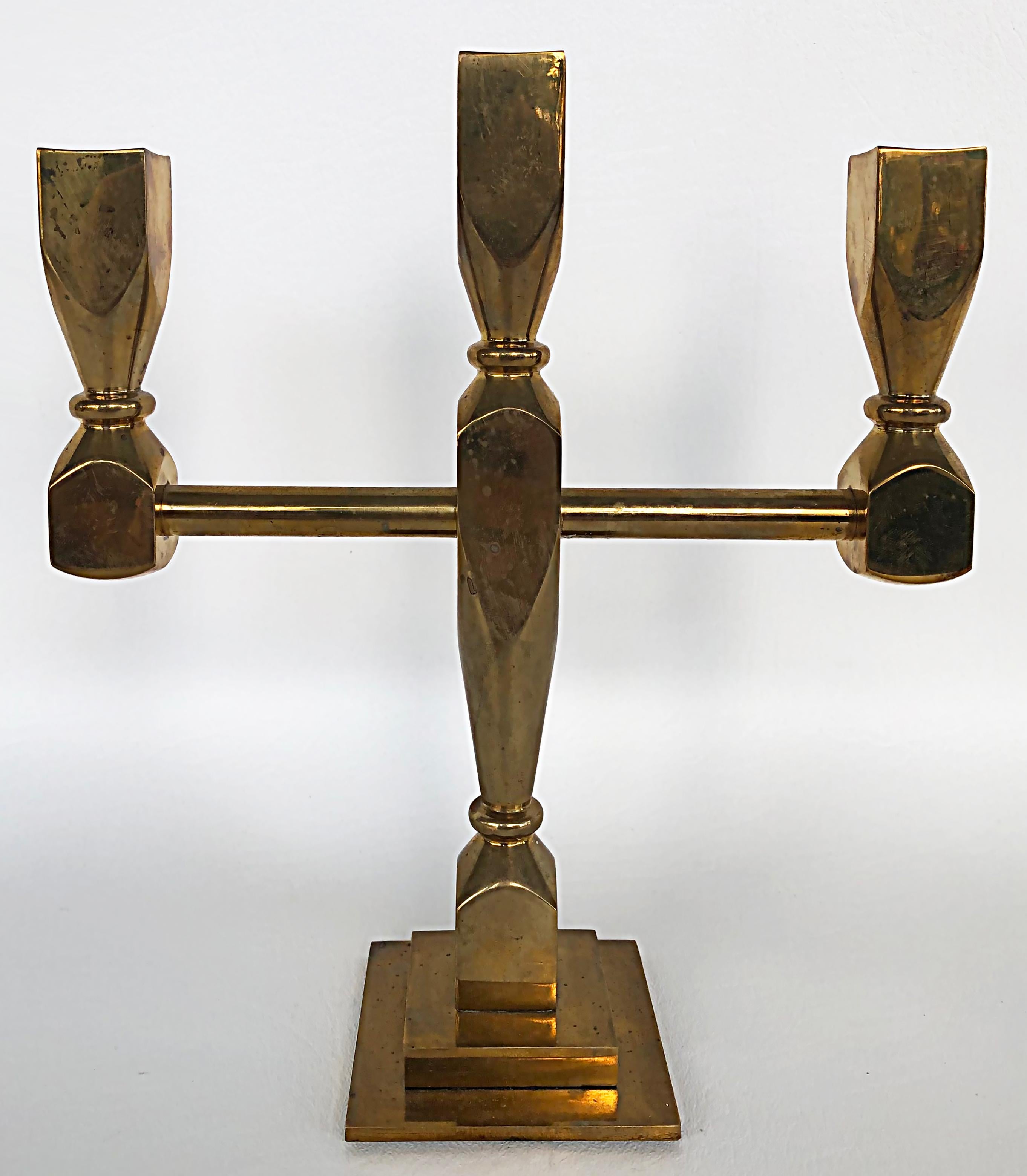 20th Century Lars Bergsten Gusum Metallslöjden Brass Candelabra, Sweden, 1983