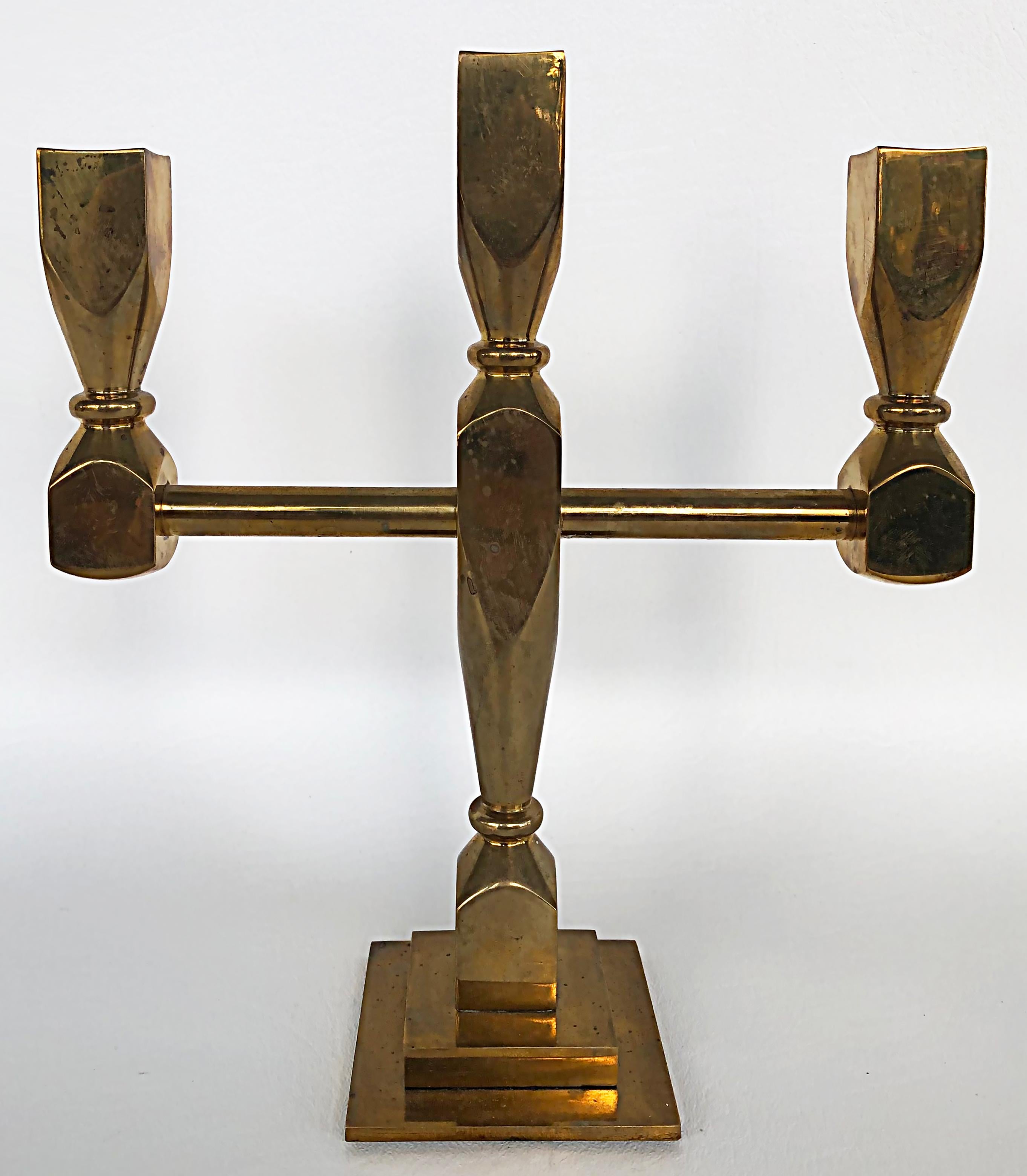 20th Century Lars Bergsten Gusum Metallslöjden Brass Candelabra, Sweden, 1983 For Sale