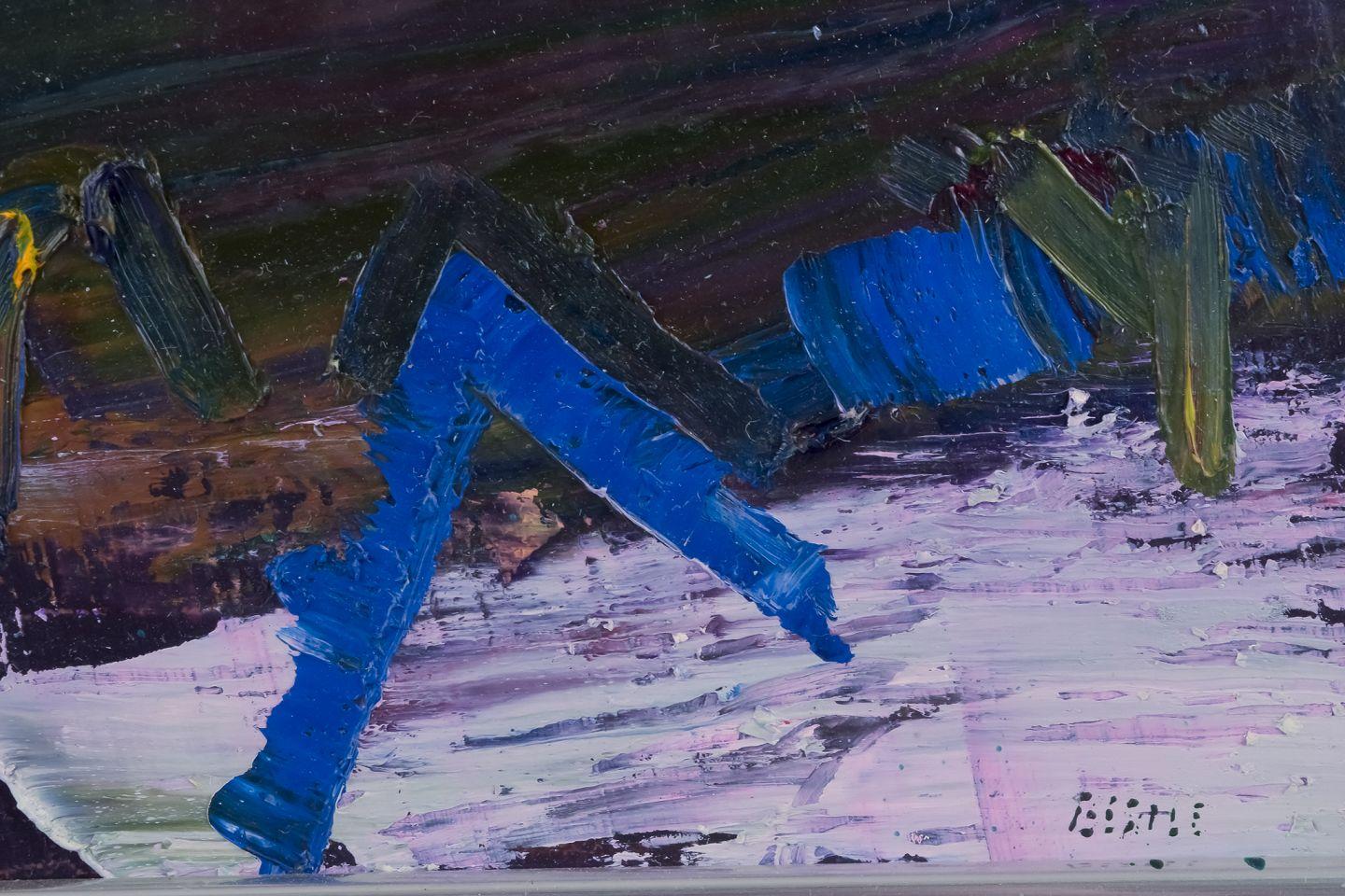 Lars Bertle, artiste suédois classé Huile sur planche.  composition abstraite des années 1960 Excellent état - En vente à København, Copenhagen