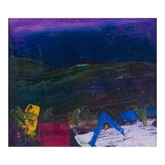 Lars Bertle, artiste suédois classé Huile sur planche.  composition abstraite des années 1960