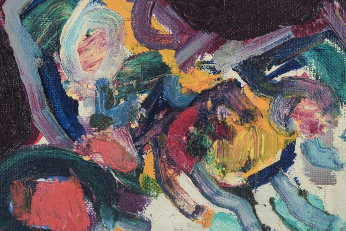 Lars Bertle, aufgeführter schwedischer Künstler. Öl auf Leinwand. Abstrakte Komposition. 1967 (Schwedisch) im Angebot