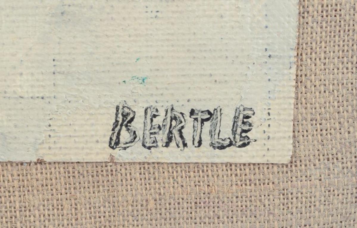 Lars Bertle, aufgeführter schwedischer Künstler. Öl auf Leinwand. Abstrakte Komposition. 1967 (Mitte des 20. Jahrhunderts) im Angebot