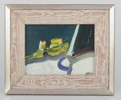 Lars Bertle, listed Swedish artist. Oil on panel. Abstract composition.