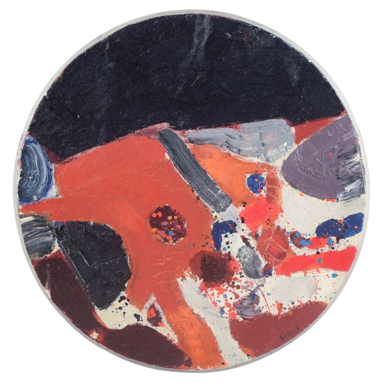 Lars Bertle. Oil on canvas mounted on wooden board. Expressive abstract work For Sale