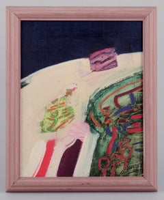 Lars Bertle, Swedish artist. Oil on board. Abstract composition.