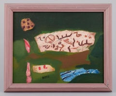 Lars Bertle, Swedish artist. Oil on board. Abstract landscape.