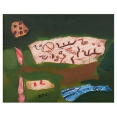 Lars Bertle, Swedish artist. Oil on board. Abstract landscape.