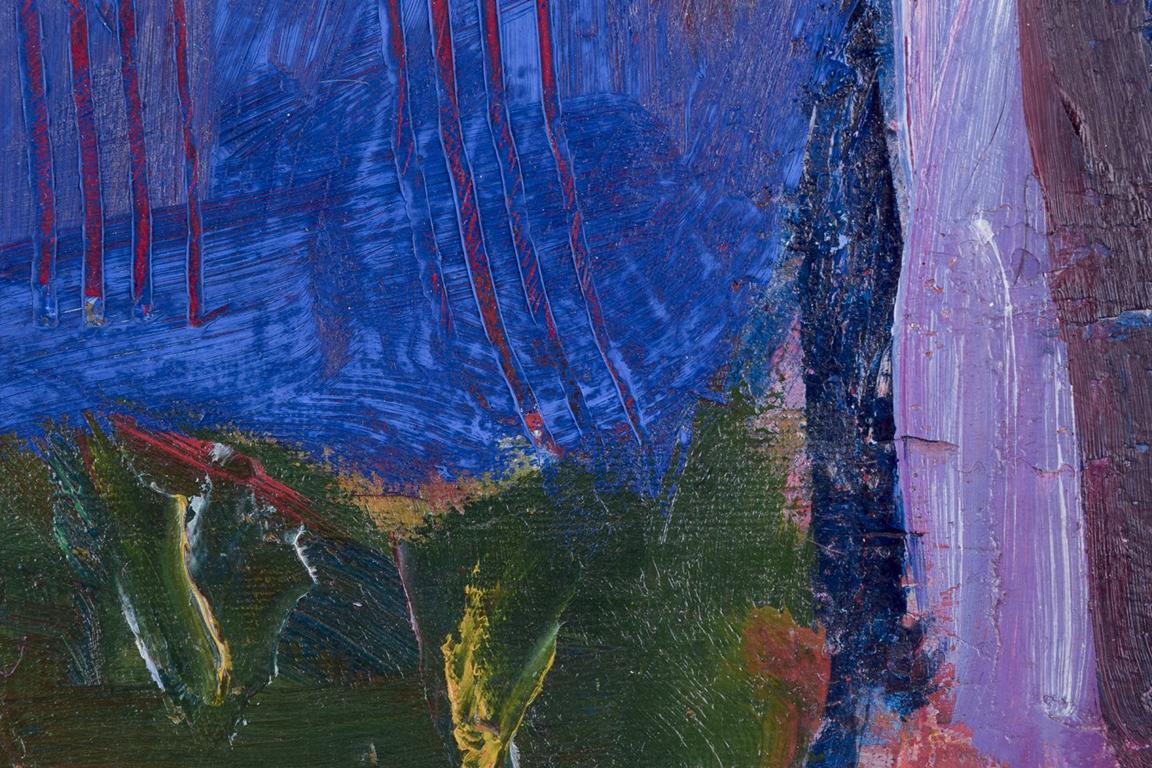 Lars Bertle, artista svedese. Olio su tela. Due persone in un paesaggio, anni '60 In condizioni ottime in vendita a København, Copenhagen