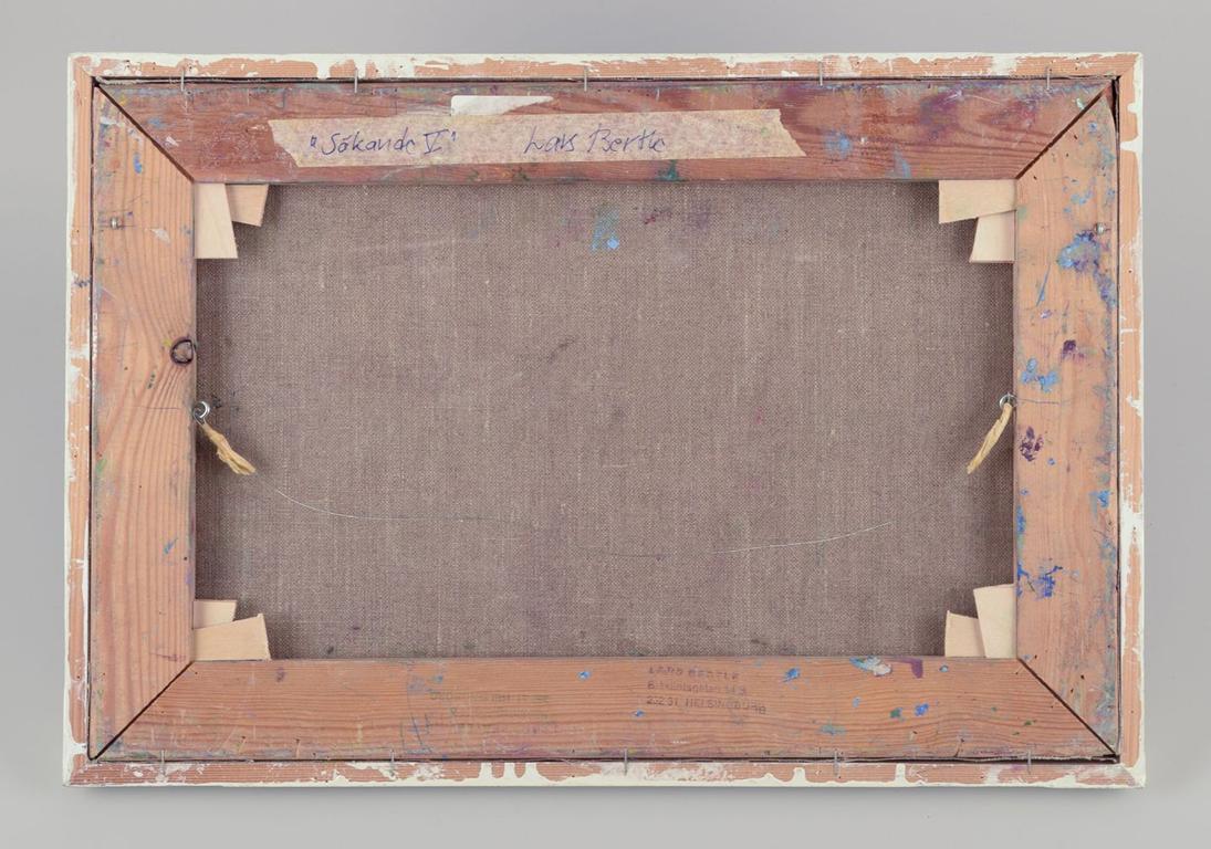Tela Lars Bertle, artista svedese. Olio su tela. Due persone in un paesaggio, anni '60 in vendita