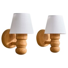 Lars Bessfelt, Wall Lights, Pine, Fabric, Sweden, 1980s
