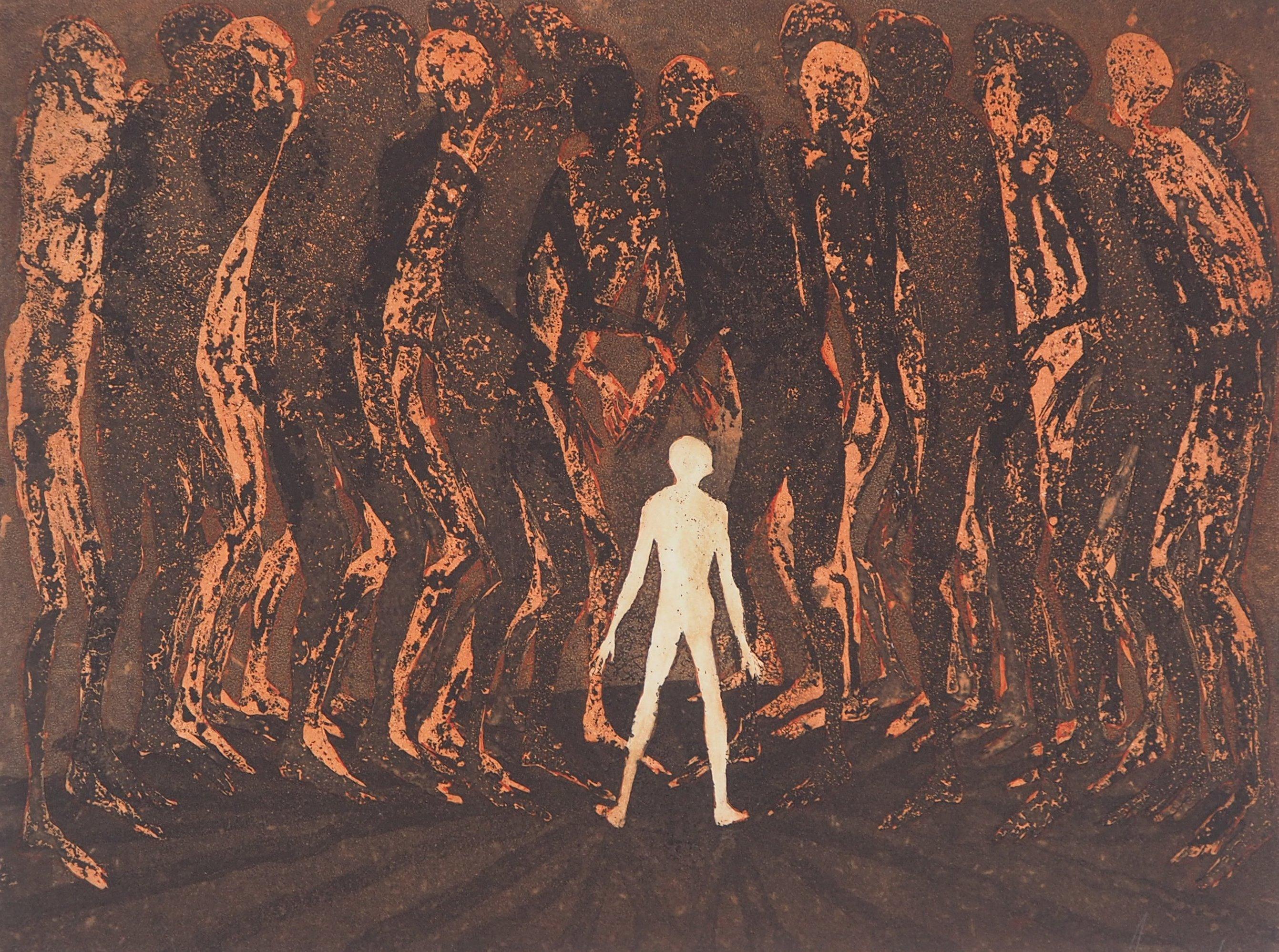 Checkmate, 1975 - Original Handsigned Etching - Surrealist Print by Lars Bo