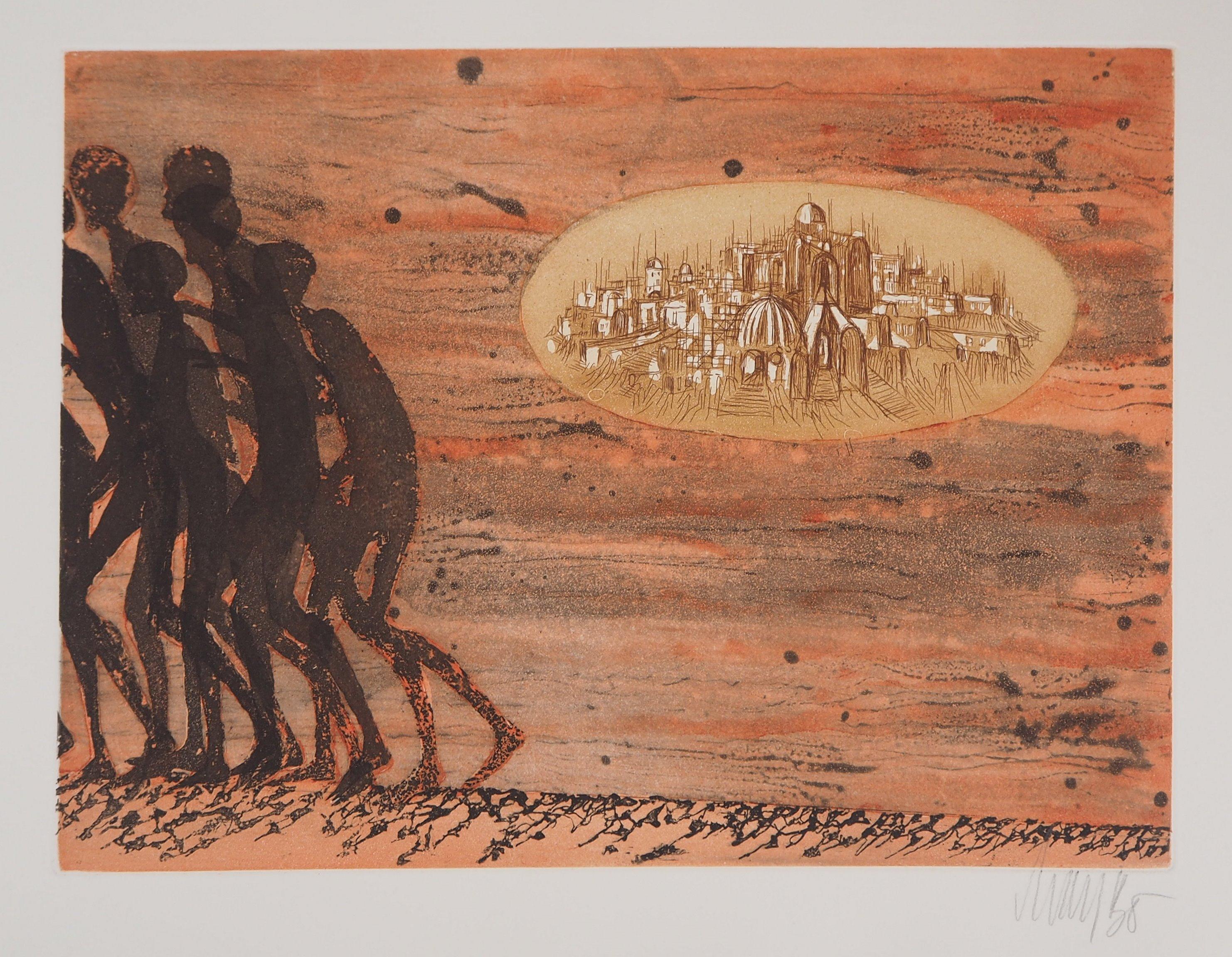 Figurative Print Lars Bo - « The Abandoned Village », 1975, gravure originale signée à la main