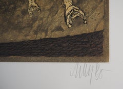 La partenza del cavaliere, 1975 - Acquaforte originale firmata a mano