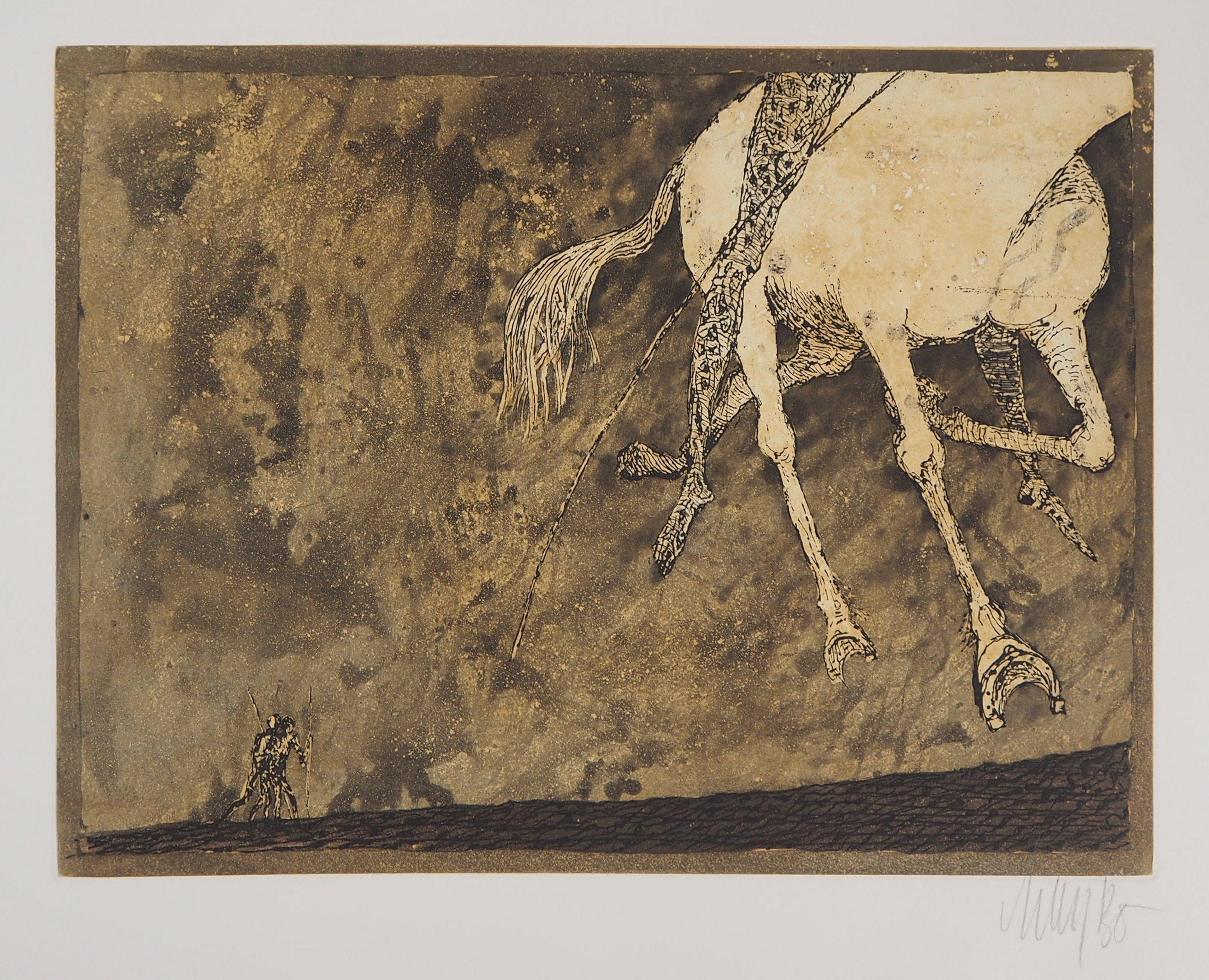 Lars Bo Figurative Print - The Departure of The Horserider, 1975 - Original Handsigned Etching