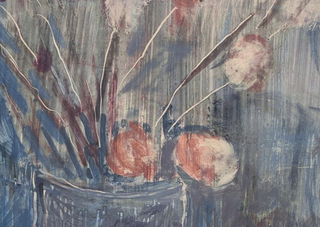 Lars Byström, artista sueco. Témpera sobre tabla. Flores en un jarrón. en Excelente estado para la venta en København, Copenhagen