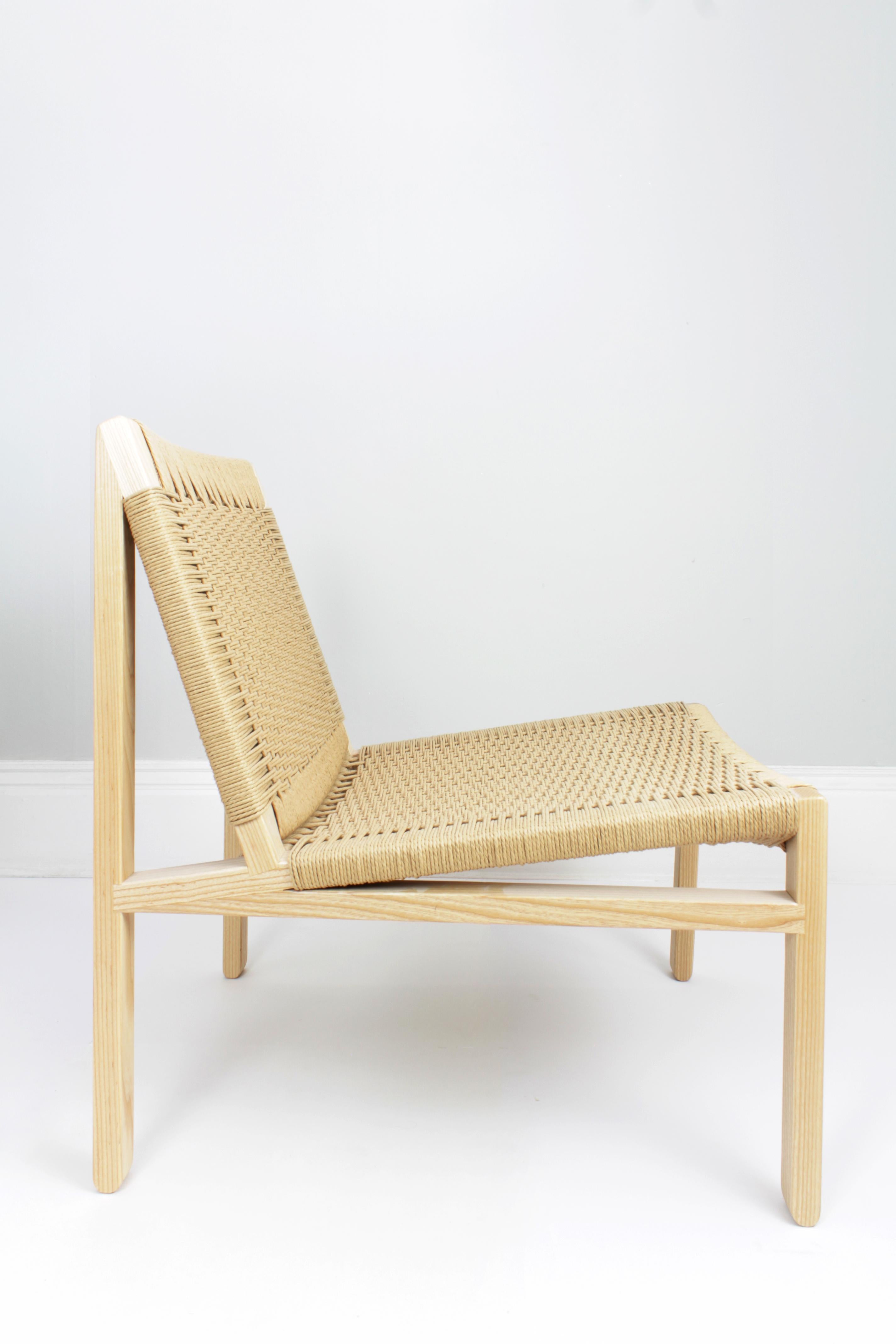 Wood Lars Contemporary Woven Lounge Chair For Sale
